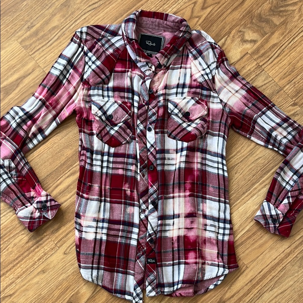 Rails Bleached Top Blouse Button-Up Shirt Button Down Top Size XS  X-small